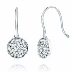 Runda zirkon öronkrokar i silver