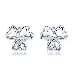 Hjärta treklöver örhängen i silver