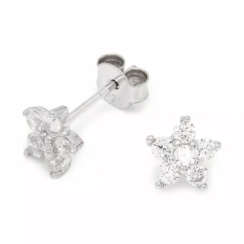 blommor zirkon örhängen i silver