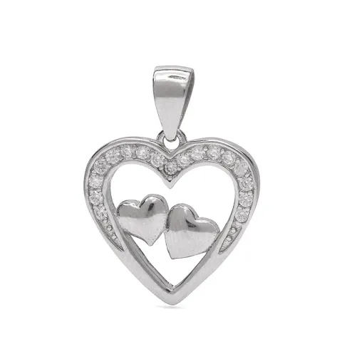 Dubbel hjärta zirkon hängen i silver
