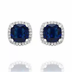 fyrkantigt blå örhängen i silver