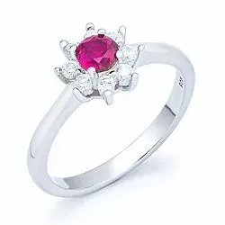 röd rosettring i silver