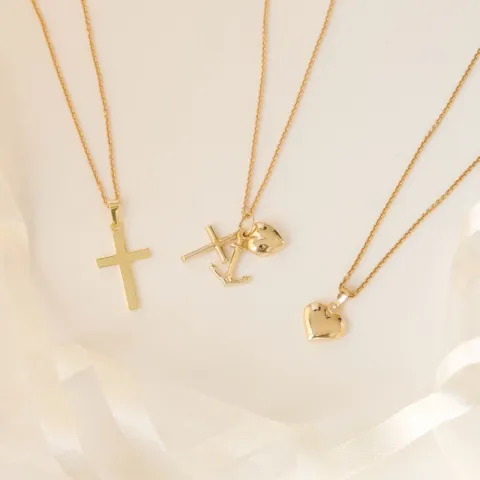 tro-hopp-kärlek halsband i förgyllt silver med hängen i 9 karat guld - Amoré