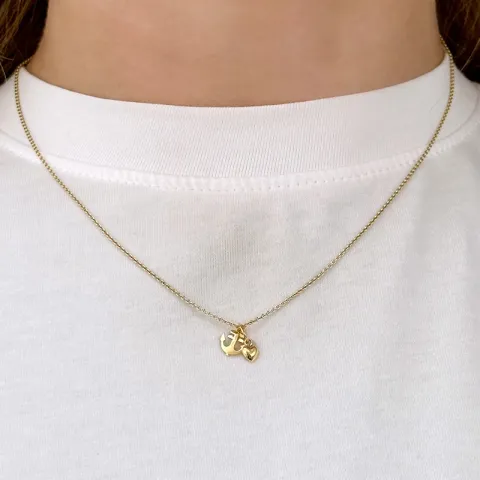 tro-hopp-kärlek halsband i förgyllt silver med hängen i 9 karat guld