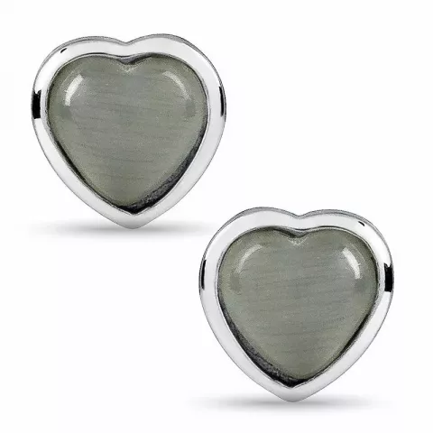 hjärta grå örhängen i silver