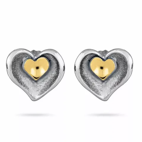 hjärta örhängestift i silver med förgyllt silver