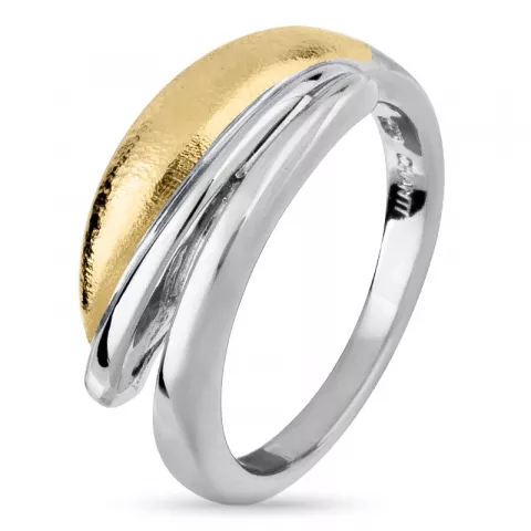 Elegant abstrakt ring i silver med förgyllt silver
