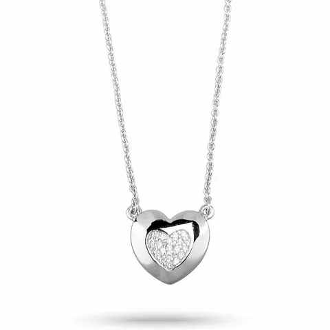 hjärta zirkon ankerhalskedja i silver med hjärthängen i silver