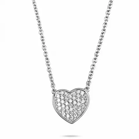 hjärta zirkon halsband i silver med hjärthängen i silver