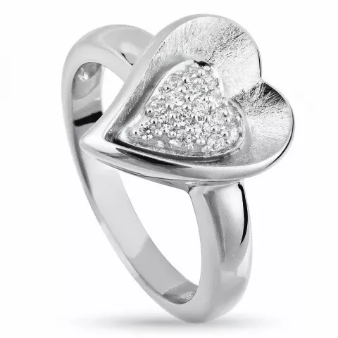 Elegant hjärta zirkon ring i silver