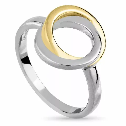 cirkel fingerring i silver med förgyllt silver