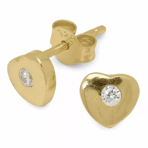hjärta zirkon örhängestift i förgyllt silver