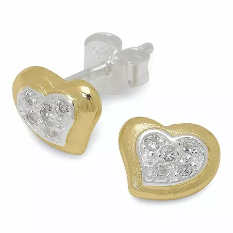 hjärta zirkon örhängestift i förgyllt silver