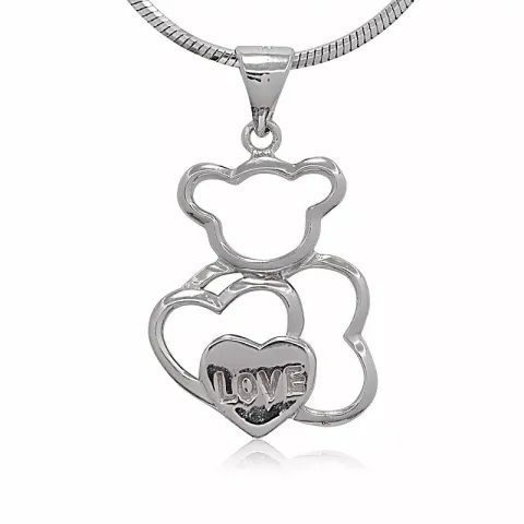 Hjärta nalle hängen i silver