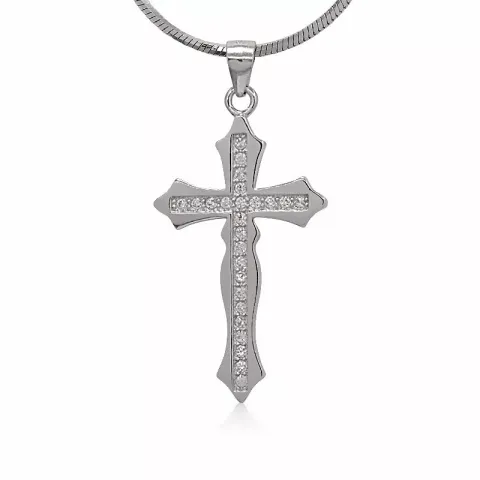 kors zirkon hängen i silver