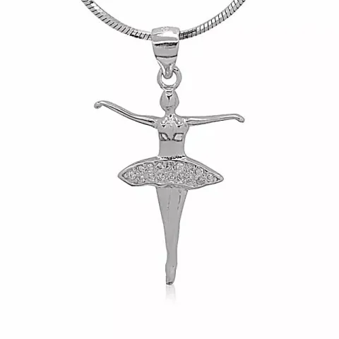 balettdansös zirkon hängen i silver