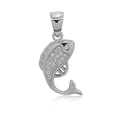 fisk zirkon hängen i silver