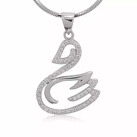 svan zirkon hängen i silver