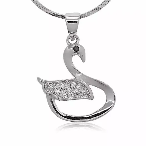svan zirkon hängen i silver