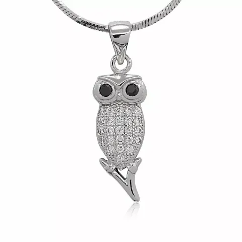 uggla zirkon hängen i silver