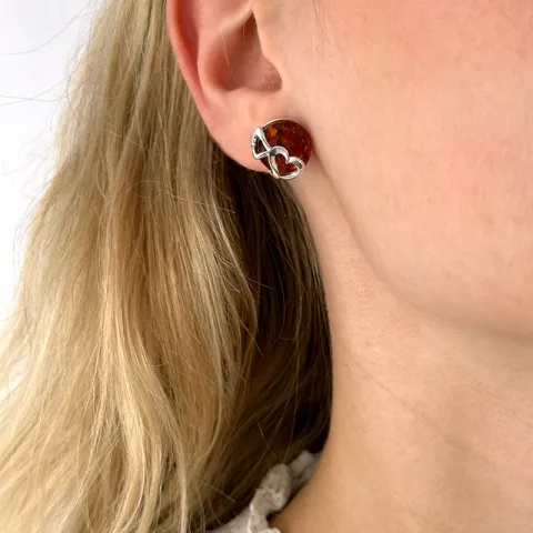 Runda hjärta örhängestift i silver