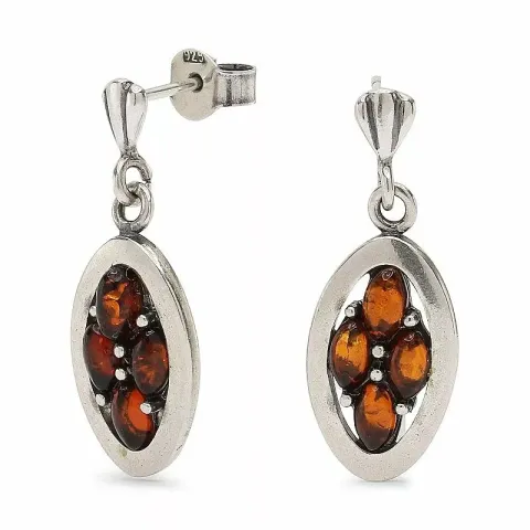 Bärnsten smycken ovala örhängestift i silver