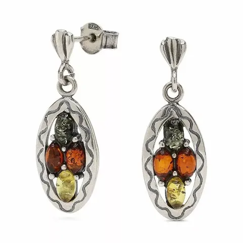 långa ovala örhängestift i silver