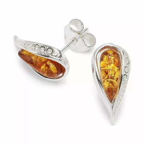 Droppformad abstrakt örhängestift i silver