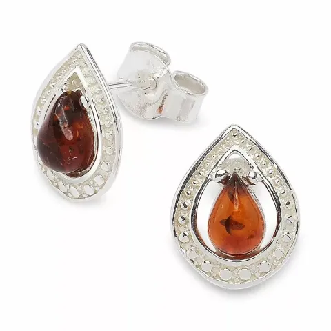 Bärnsten örhängestift i silver