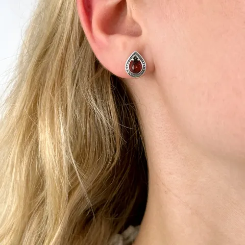 Bärnsten örhängestift i silver