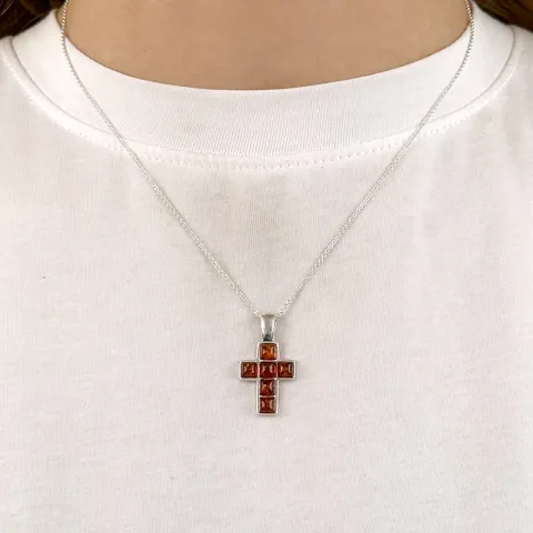 Brett kors hängen i silver