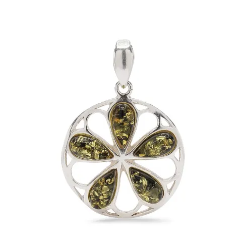 runt bärnsten hängen i silver