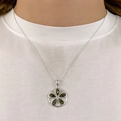 runt bärnsten hängen i silver