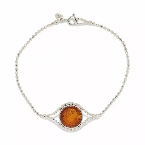 Runt bärnsten armband i silver med hängen i silver