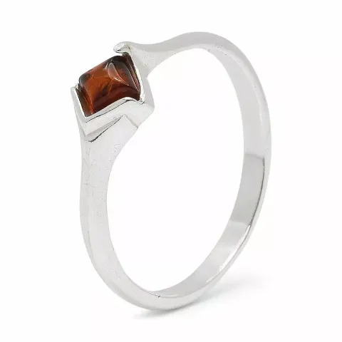 Fyrkantigt bärnsten ring i silver