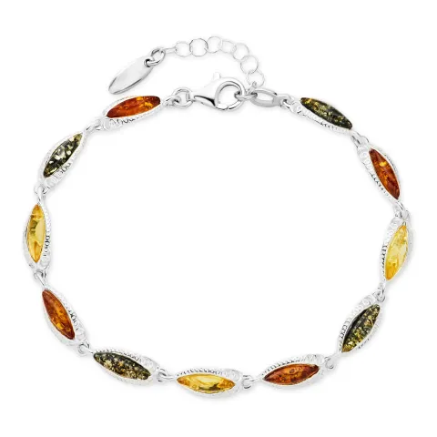 multifärgat bärnsten armband i silver