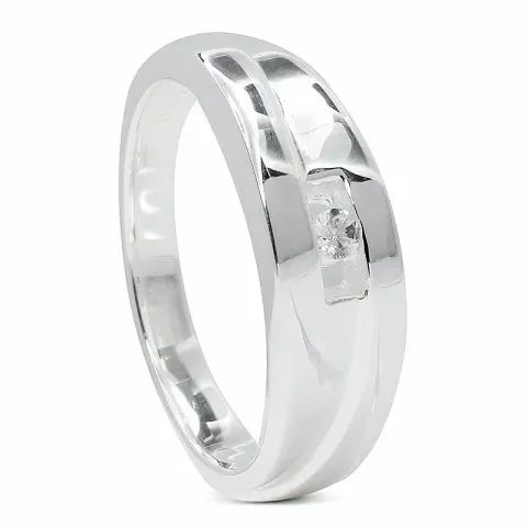 Bred zirkon silverring i silver