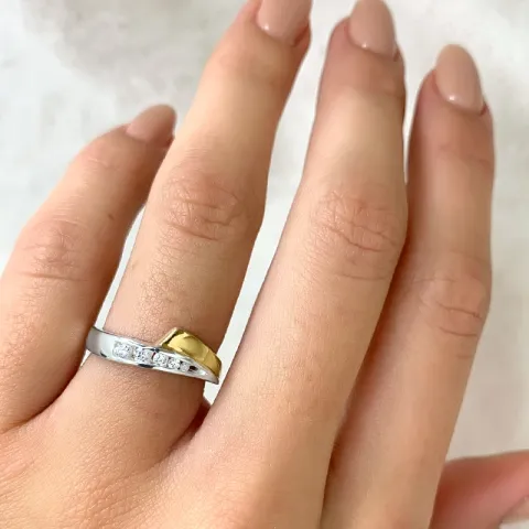 ring i silver med förgyllt silver