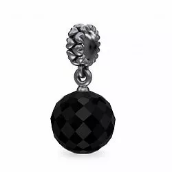 Spinning Black Crown Charm sort kristal charm i oxiderat sterlingsilver sort kristal