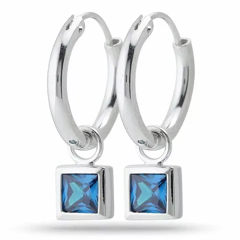 14,5 mm blå zirkon creol i silver