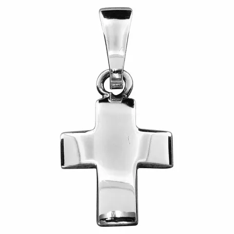 8 x 10 mm kors hängen i 8 karat vitguld