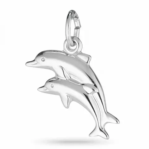 dubbel delfin hängen i rhodinerat silver