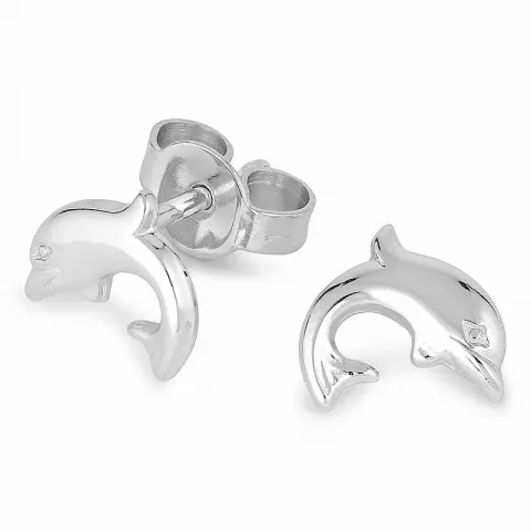 delfin örhängen i rhodinerat silver