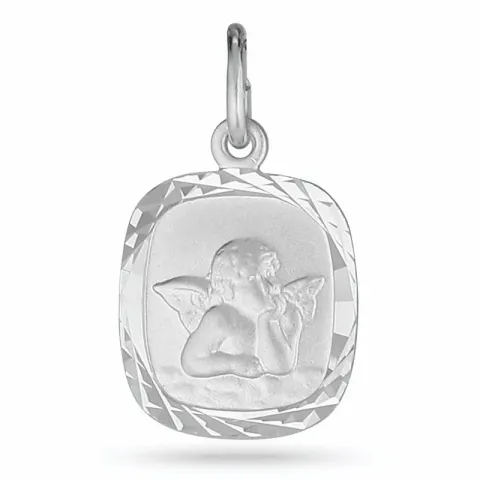 fyrkantigt ängel hängen i rhodinerat silver