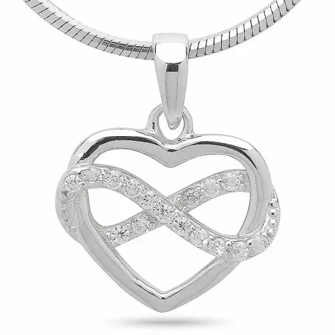 Hjärta infinity zirkon hängen i silver