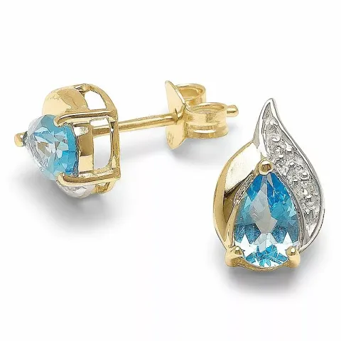 droppe diamantörhängen i 9 karat guld med topas och diamant 