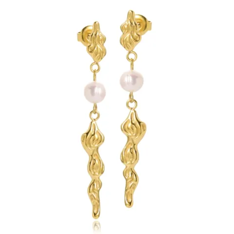 Sistie2ND Freja pärla kedja örhängen i förgyllt stål