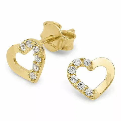 hjärta zirkon örhängestift i förgyllt silver