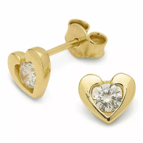 Kollektionsprov hjärta zirkon örhängestift i förgyllt silver