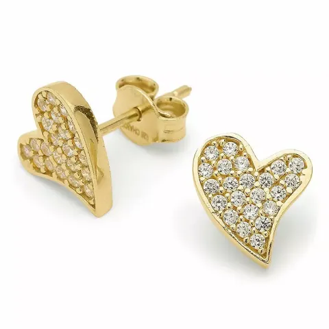 Kollektionsprov hjärta zirkon örhängestift i förgyllt silver